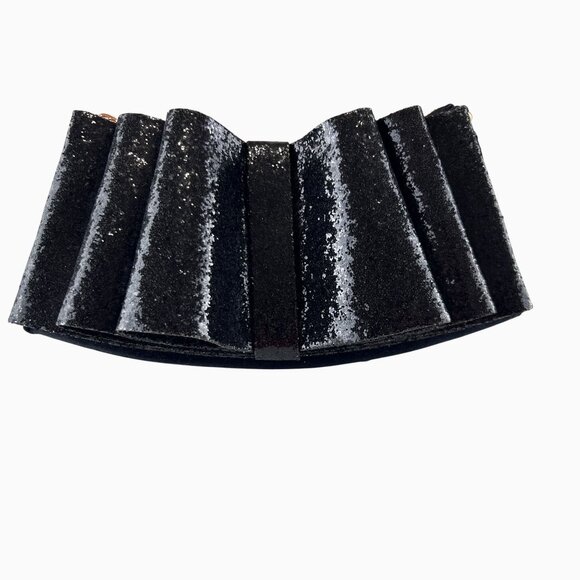 Black Glitter Bow Velvet Shimmering Fairy Princess Evening Bag Ted Baker London - Picture 10 of 11